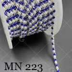 کد 0223 سایز 6 نگین متری مروارید دو رنگ آبی کاربنی سفید