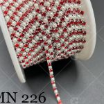 کد 0226 سایز 6 نگین متری مروارید دو رنگ قرمز و سفید