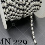 کد 0229 سایز 6 نگین متری مرواریدی دو رنگ مشکی و سفید