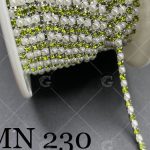 کد 0230 نگین متری مرواریدی دو رنگ سبز کاهویی و سفید