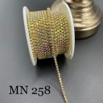 نگین متری سایز 6 کد 258 طلایی 7 رنگ پایه همرنگ       0258