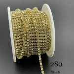 نگین متری سایز 6 کد: 0280 نقره ای پایه طلایی چهارچنگ