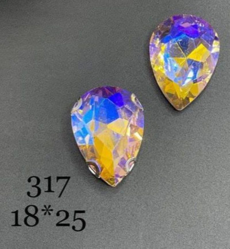 نگین اشک  رنگ صورتی هفت رنگ ابعاد 18*25   کد:    0317 - Image 1