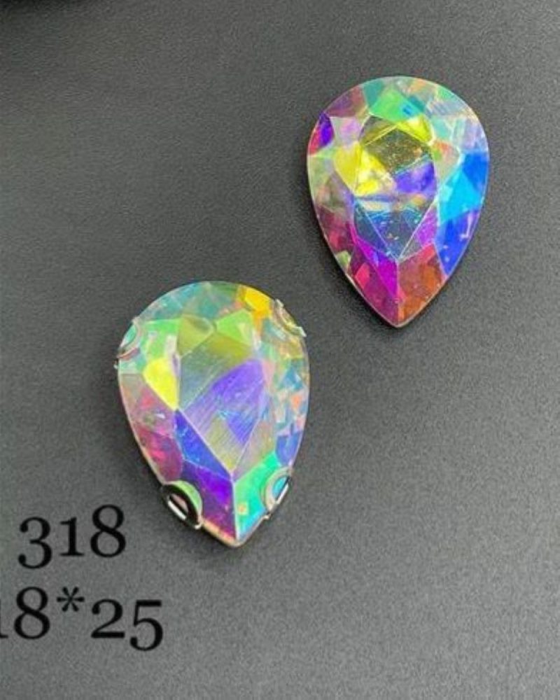 نگین اشک  رنگ  سفید هفت رنگ ابعاد 18*25 کد :   0318 - Image 1