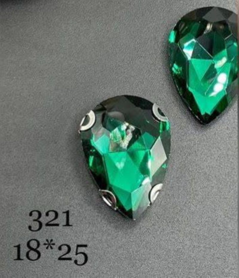 نگین اشک  رنگ سبز زمردی ابعاد 18*25 کد:  0321 - Image 1