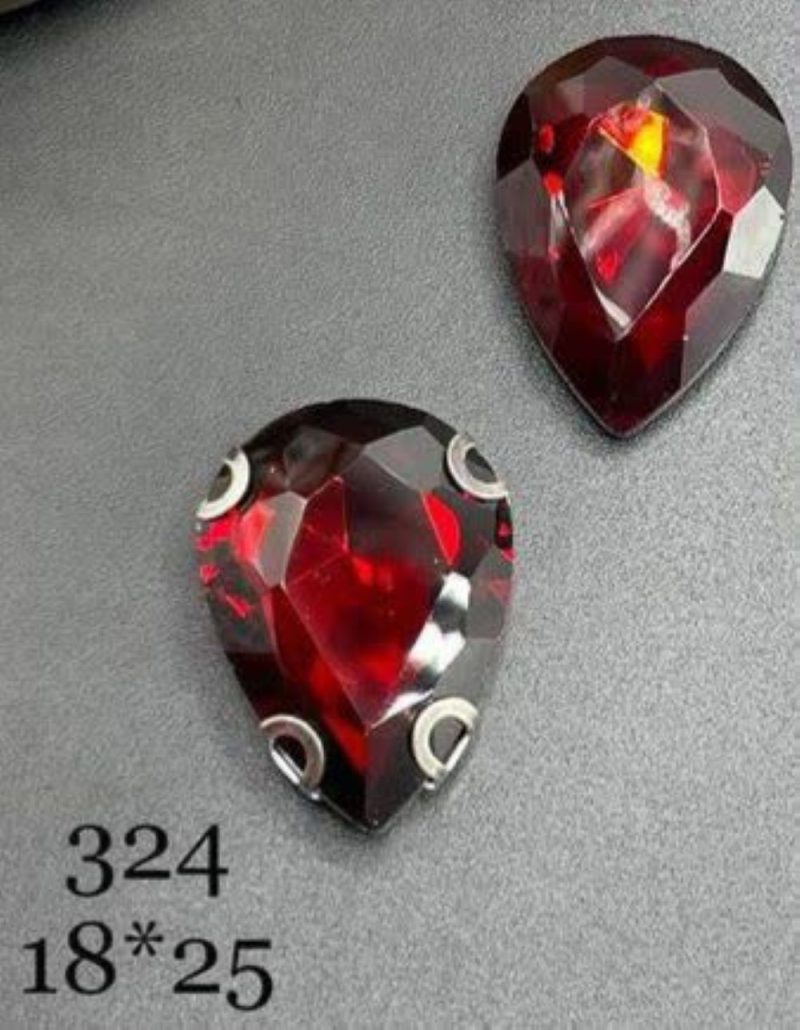 نگین اشک  رنگ زرشکی ابعاد18*25 کد: 0324 - Image 1