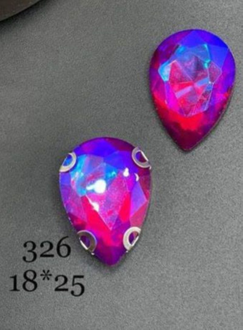 نگین اشک رنگ سرخابی هفت ابعاد 18*25 کد:   0326 - Image 1