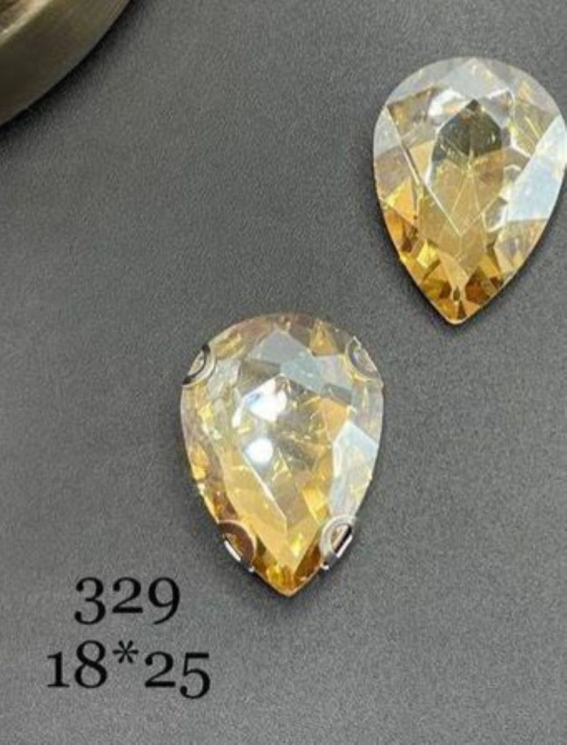 نگین اشک رنگ آبی طلایی ابعاد  18*25 کد:  0329 - Image 1