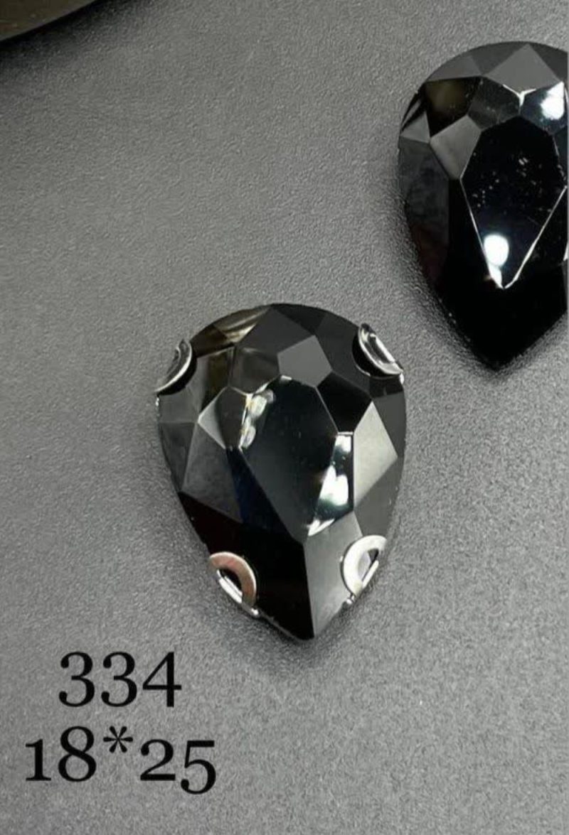 نگین اشک رنگ مشکی ابعاد 18*25  کد:  0334 - Image 1