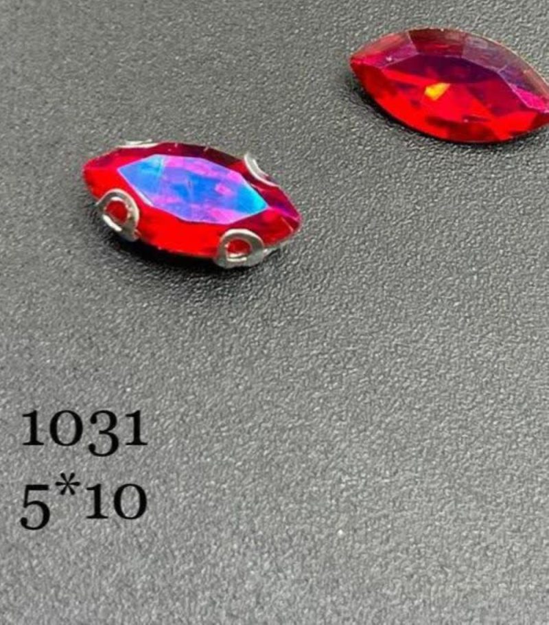 نگین مارکیز قرمز هفت رنگ به ابعاد 5*10  کد:   1031 - تصویر 1
