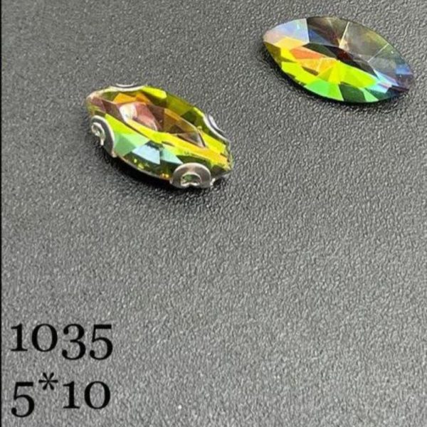 نگین مارکیز سبز طاووسی به ابعاد 5*10 کد: 1035