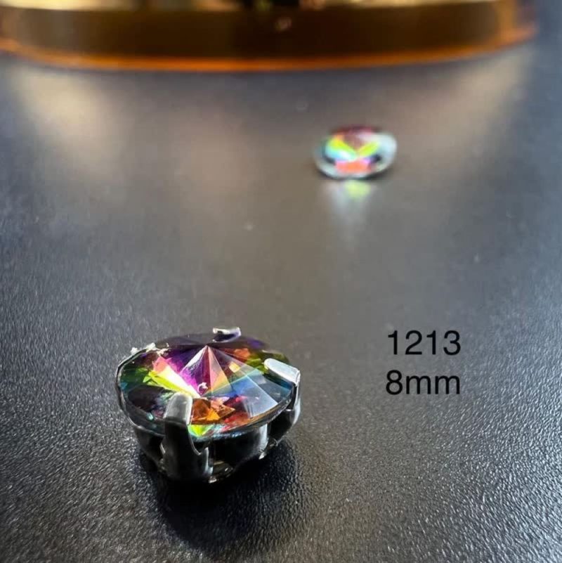نگین چتری سایز 8 مم طاووسی کد:  1213 - Image 1