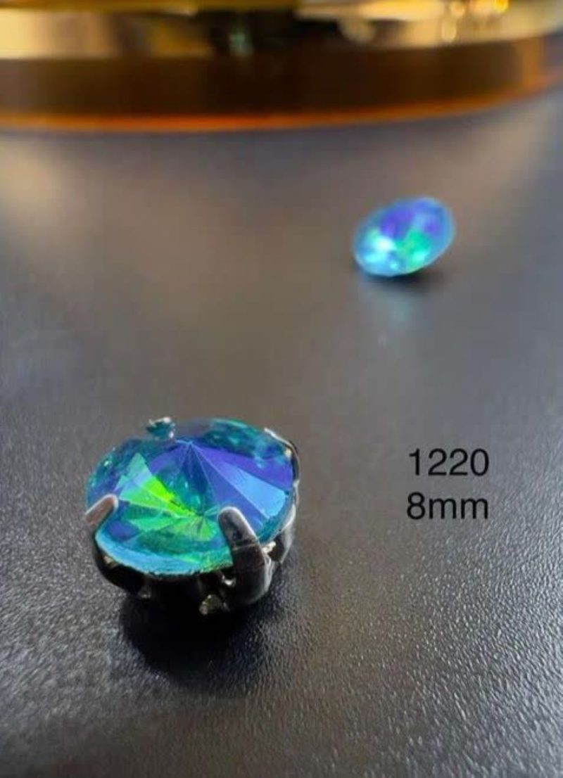 نگین چتری سایز 8 مم سبز آبی کد:    1220 - Image 1