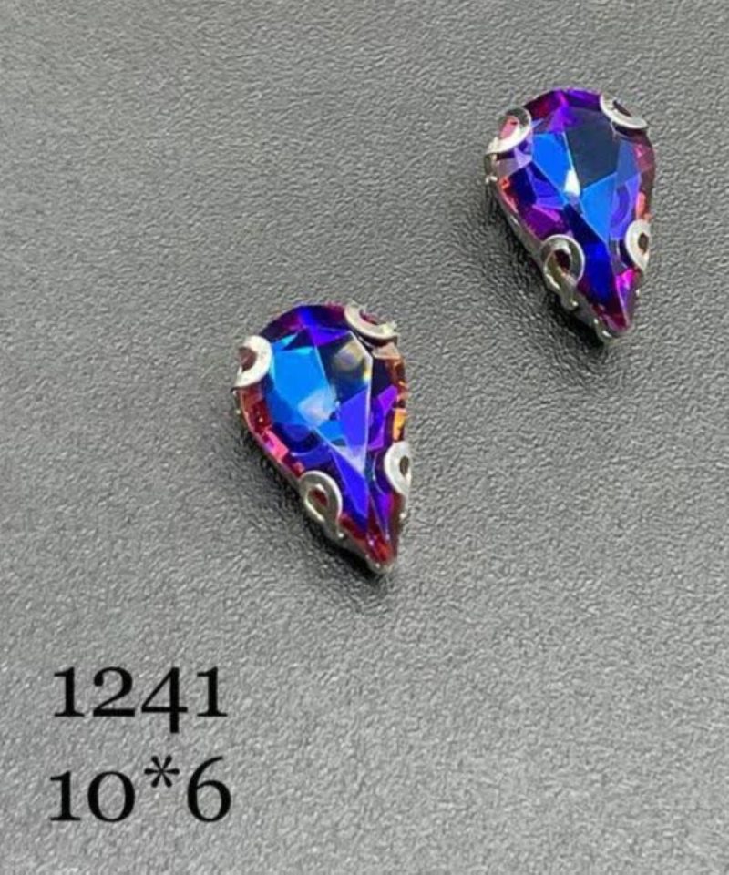 نگین  قطره آبی کاربنی هفت رنگ به ابعاد 6*10 کد:   1241 - Image 1