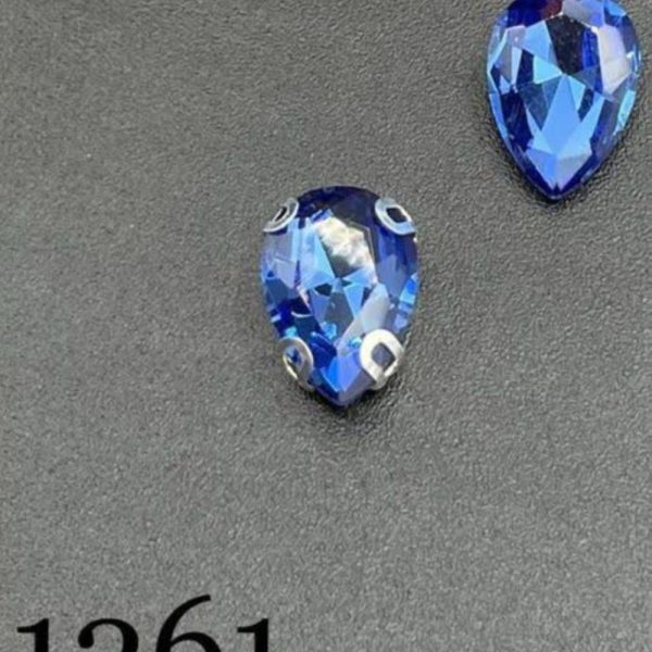 نگین اشک رنگ آبی کاربنی روشن  7*10 کد:  1261