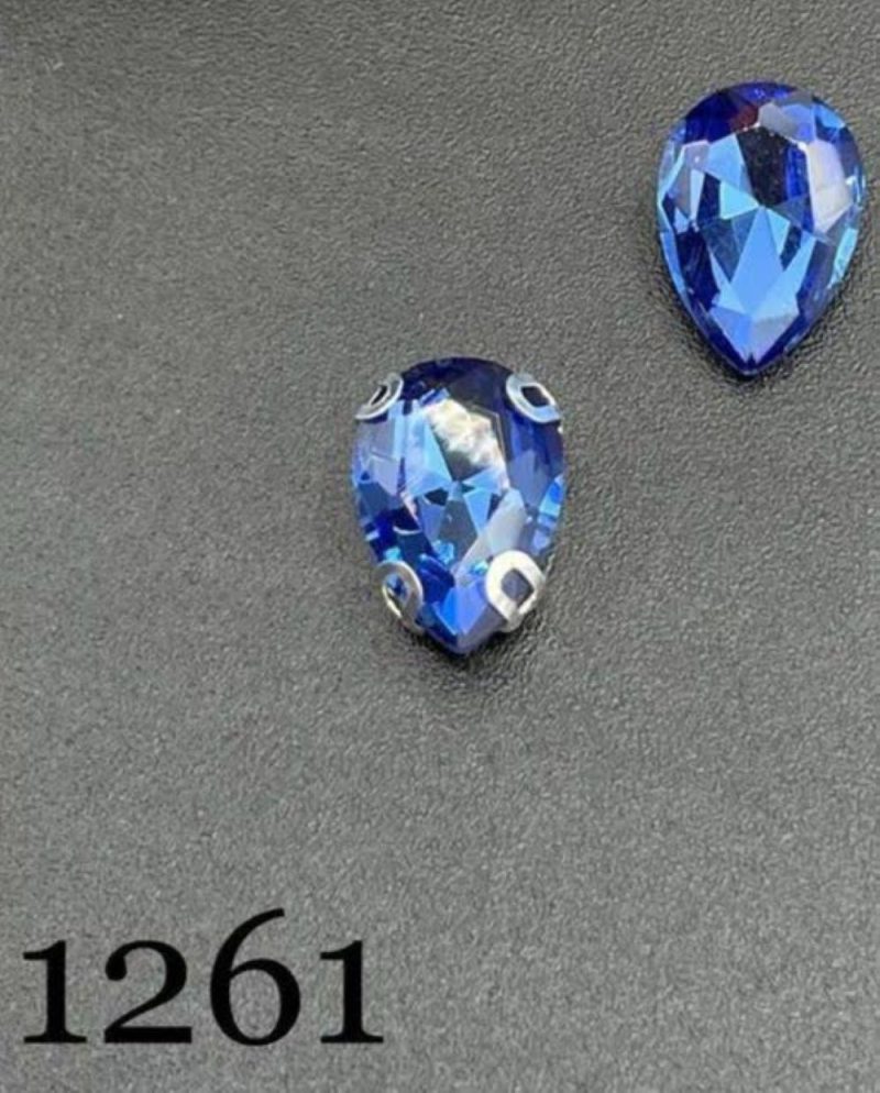نگین اشک رنگ آبی کاربنی روشن  7*10 کد:  1261 - Image 1