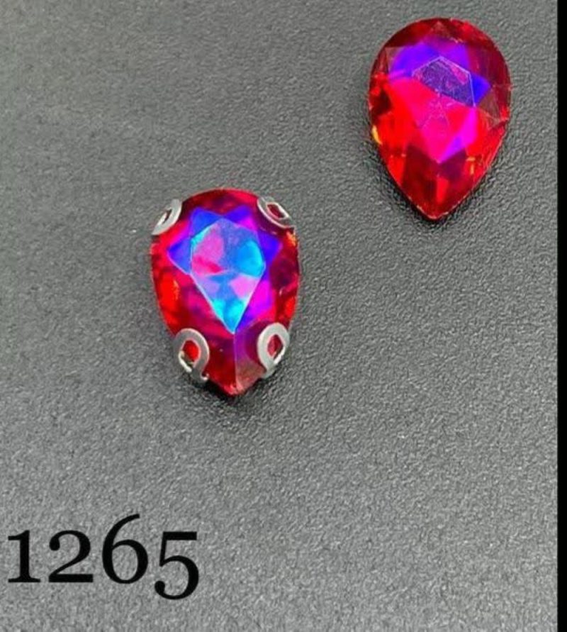 نگین اشک رنگ سرخابی هفت رنگ 7*10 کد: 1265 - تصویر 1
