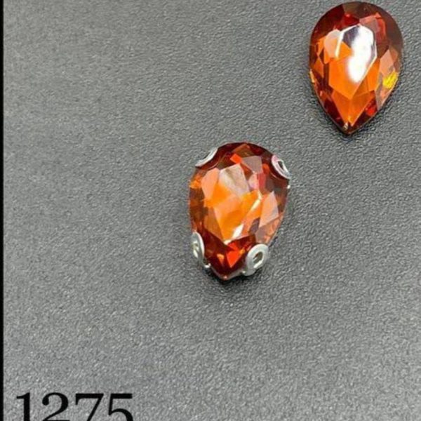 نگین اشک رنگ زرد عنابی7*10 کد:  1275