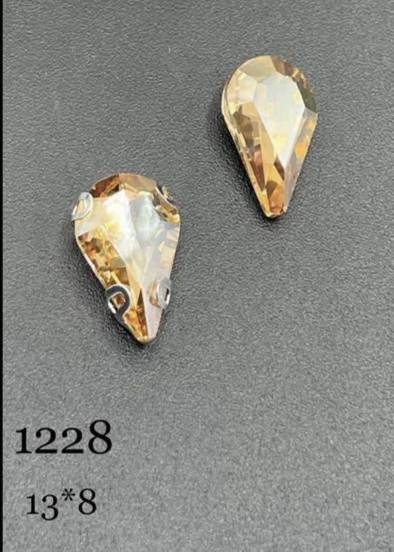 نگین قطره رنگ طلایی به ابعاد 8*13 کد:   31228 - Image 1