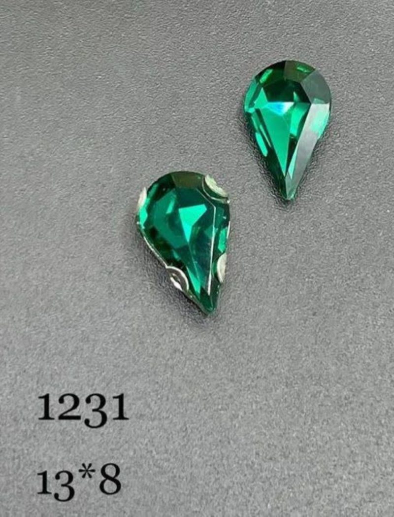 نگین قطره سبز زمردی  به ابعاد 8*13 کد:  31231 - تصویر 1
