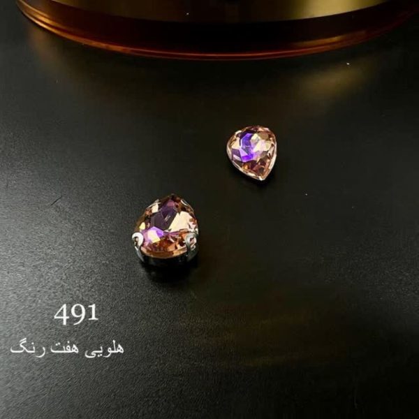 نگین اشک رنگ گلبهی هفت رنگ کد: 491