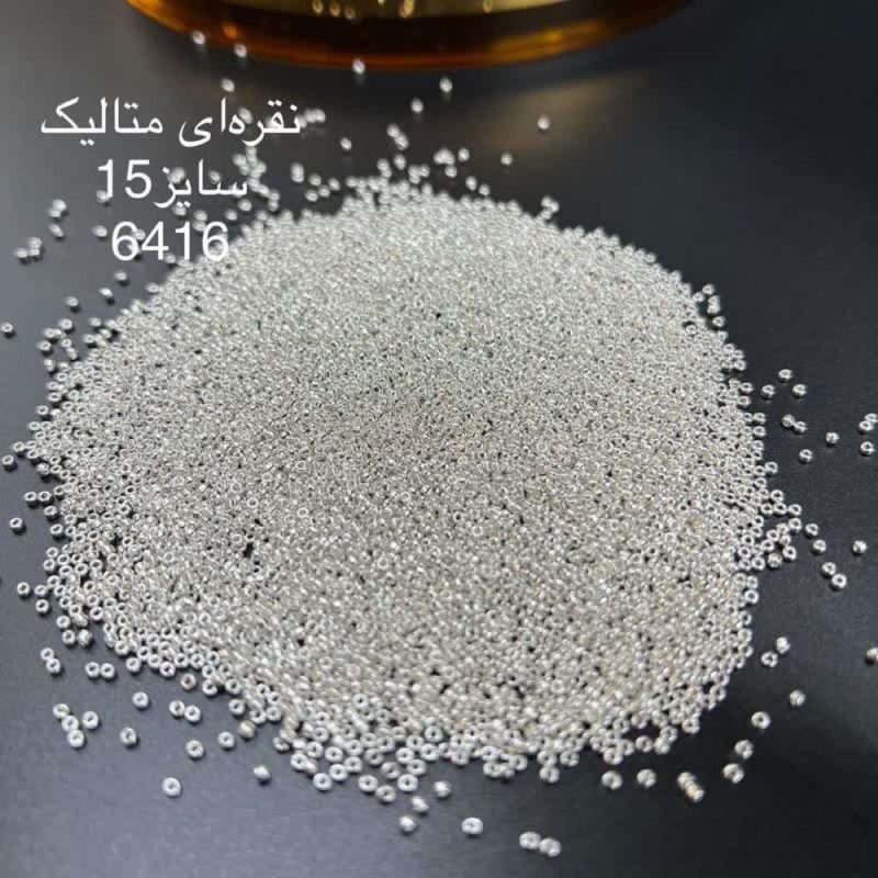 منجوق ماتسونو سایز 15 نقره ای متالیک کد:  6416 - Image 1