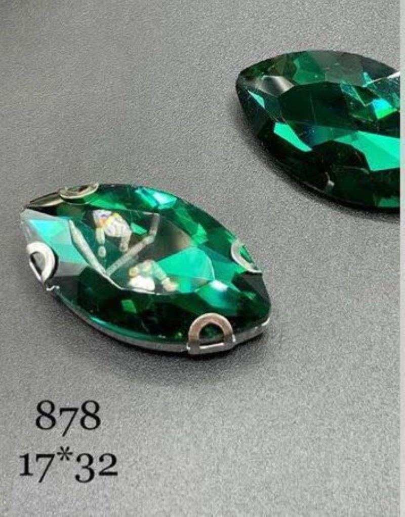 نگین مارکیز سبز زمردی  به ابعاد17*32 کد:   0878 - Image 1