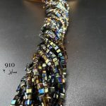 کریستال مربع سایز 2 دورنگ سبز قهوه ای متالیک  910