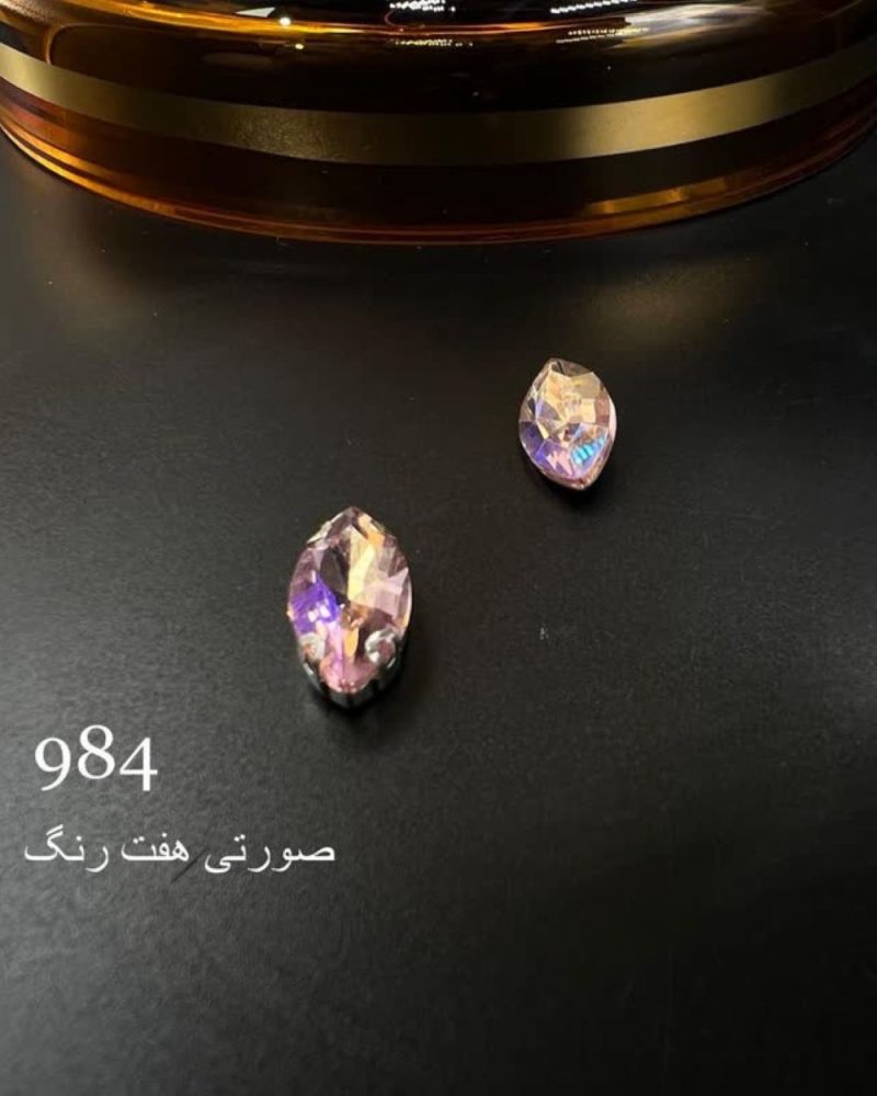 نگین مارکیز صورتی هفت رنگ  سایز 9*18 کد 984 - Image 1