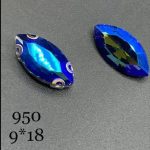 نگین مارکیز آبی متالیک به ابعاد9*18 کد:  9950
