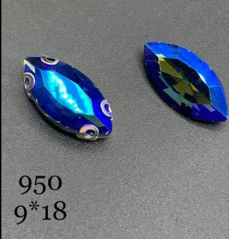 نگین مارکیز آبی متالیک به ابعاد9*18 کد:  9950 - Image 1
