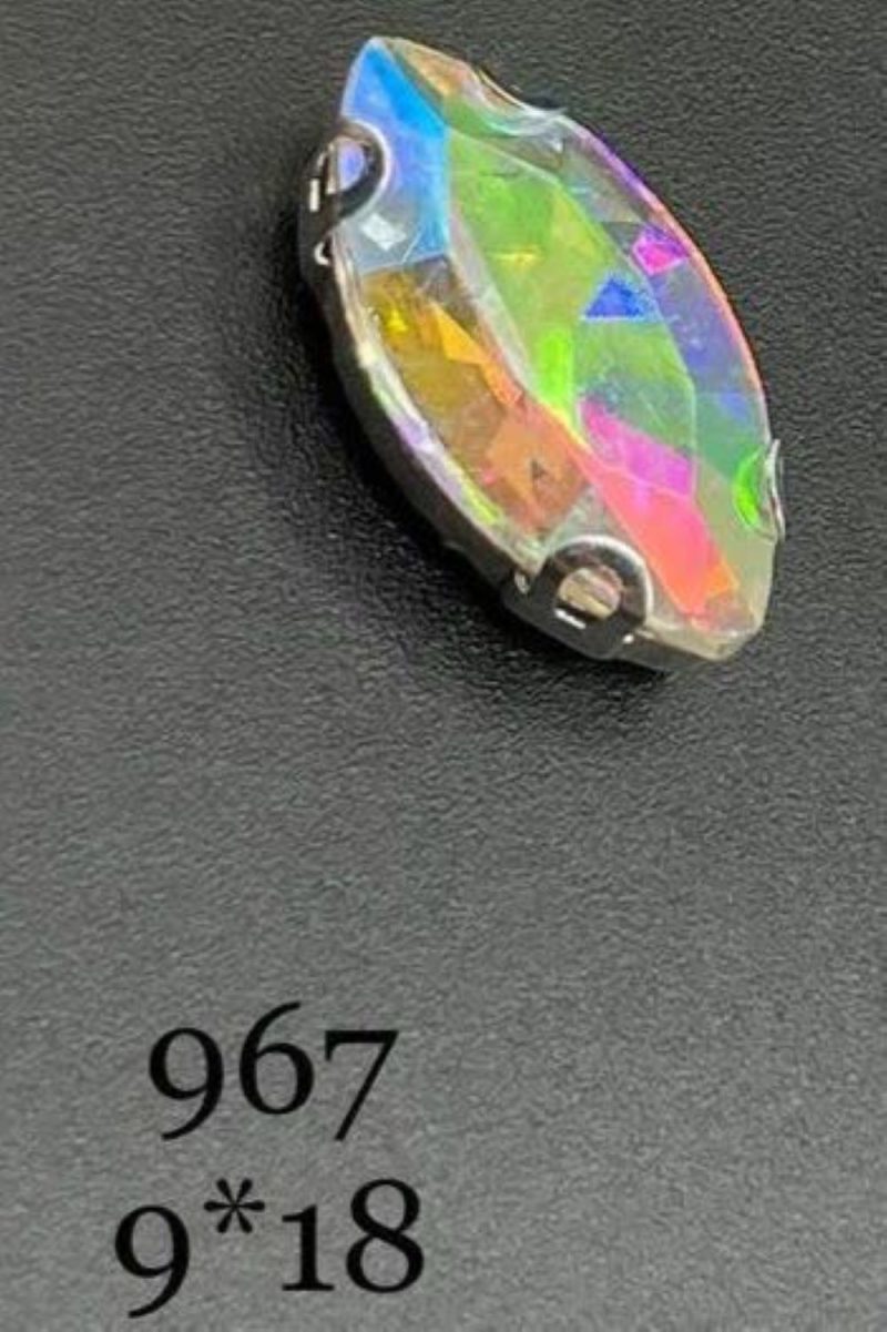 نگین مارکیز سفید هفت رنگ به ابعاد9*18  کد:  9967 - Image 1