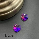 کریستال طرح قلب های کپی سواروسکی سایز 10 بنفش هفت رنگ       L201