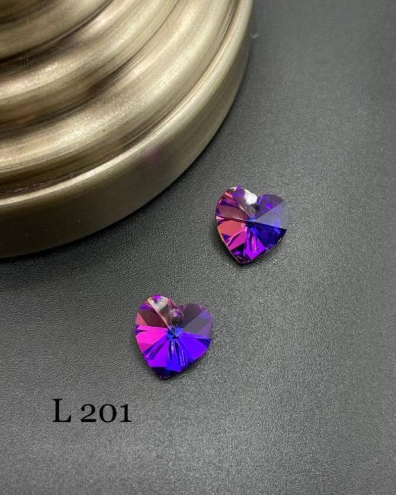 کریستال طرح قلب های کپی سواروسکی سایز 10 بنفش هفت رنگ       L201 - Image 1