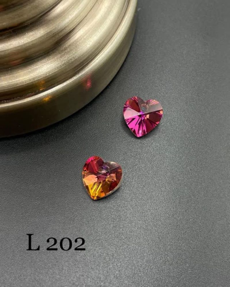 کریستال طرح قلب های کپی سواروسکی سایز 10 سرخابی هفت رنگ       L202 - Image 1