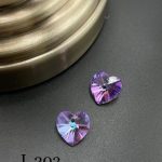 کریستال طرح قلب های کپی سواروسکی سایز 10 یاسی هفت رنگ       L203