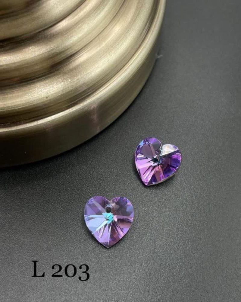 کریستال طرح قلب های کپی سواروسکی سایز 10 یاسی هفت رنگ       L203 - Image 1
