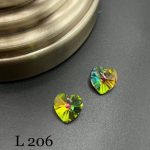 کریستال طرح قلب های کپی سواروسکی سایز 10 سبز طاووسی       L206