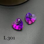 کریستال طرح قلب سواروسکی سایز 14 بنفش هفت رنگ       L301