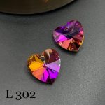 کریستال طرح قلب سواروسکی سایز 14 سرخابی هفت رنگ کد: L302