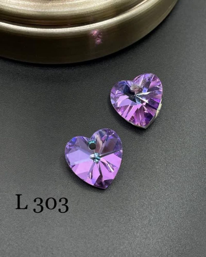کریستال طرح قلب سواروسکی سایز 14 یاسی هفت رنگ    L303 - Image 1