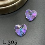 کریستال طرح قلب سواروسکی سایز 14 بنفش روشن       L305
