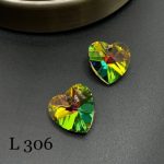 کریستال طرح قلب سواروسکی سایز 14 سبز طاووسی       L306