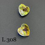 کریستال طرح قلب سواروسکی سایز 14 سفید هفت رنگ       L308