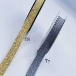 نوار اریب ترک کتان طرحدار خاکی       T008