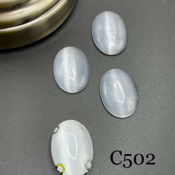 نگین بیضی چشم گربه ای به ابعاد 18*25 طوسی c502