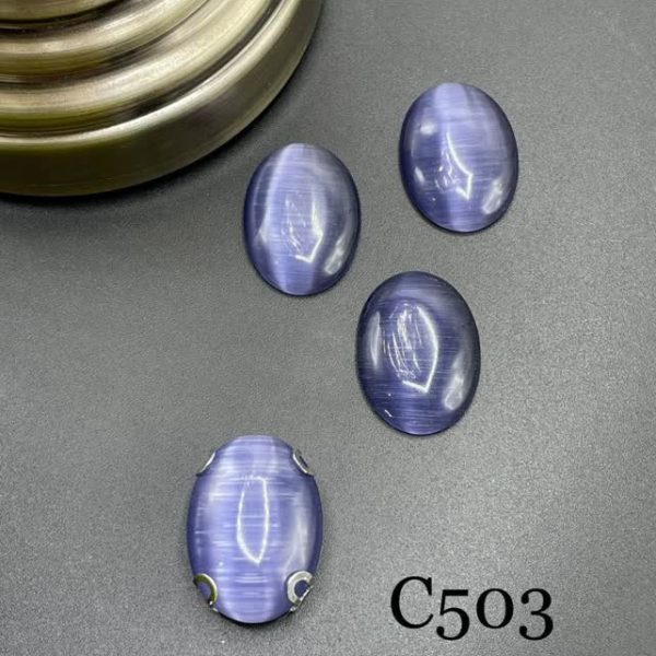 نگین بیضی چشم گربه ای به ابعاد 18*25 بنفش c503