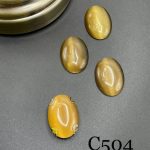 نگین بیضی چشم گربه ای به ابعاد 18*25 زرد       c504