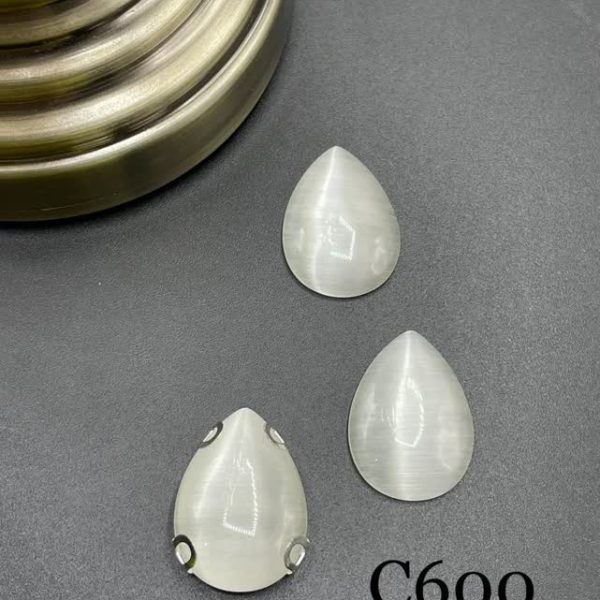 نگین اشک چشم گربه ای 18*25 سفید c600