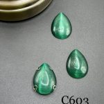 نگین اشک چشم گربه ای 18*25 سبز زمردی       c603